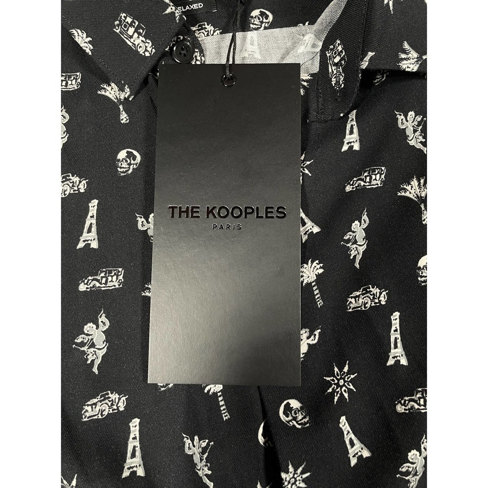 The Kooples Crazy Cartoon Slim Fit Shirt Black Viscose Med NWT - Picture 8 of 9